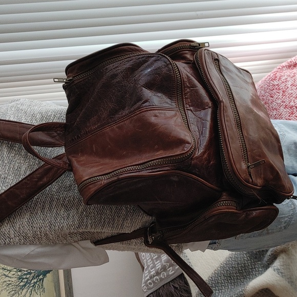 Pueblo Bags Handmade Vintage Leather Backpack Pueblo Mexico Boho